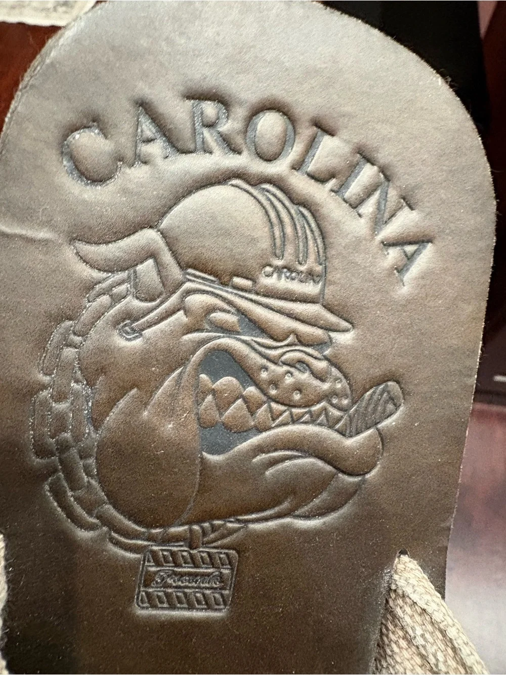 Carolina men’s Brown Leather Canvas Flip Flops size 11